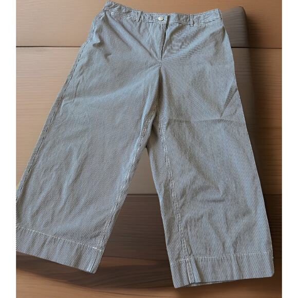 TALBOTS Women's Pinstripe Capri Wide Leg Chino 12 Nautical Coastal Resort Casual - Picture 3 of 11